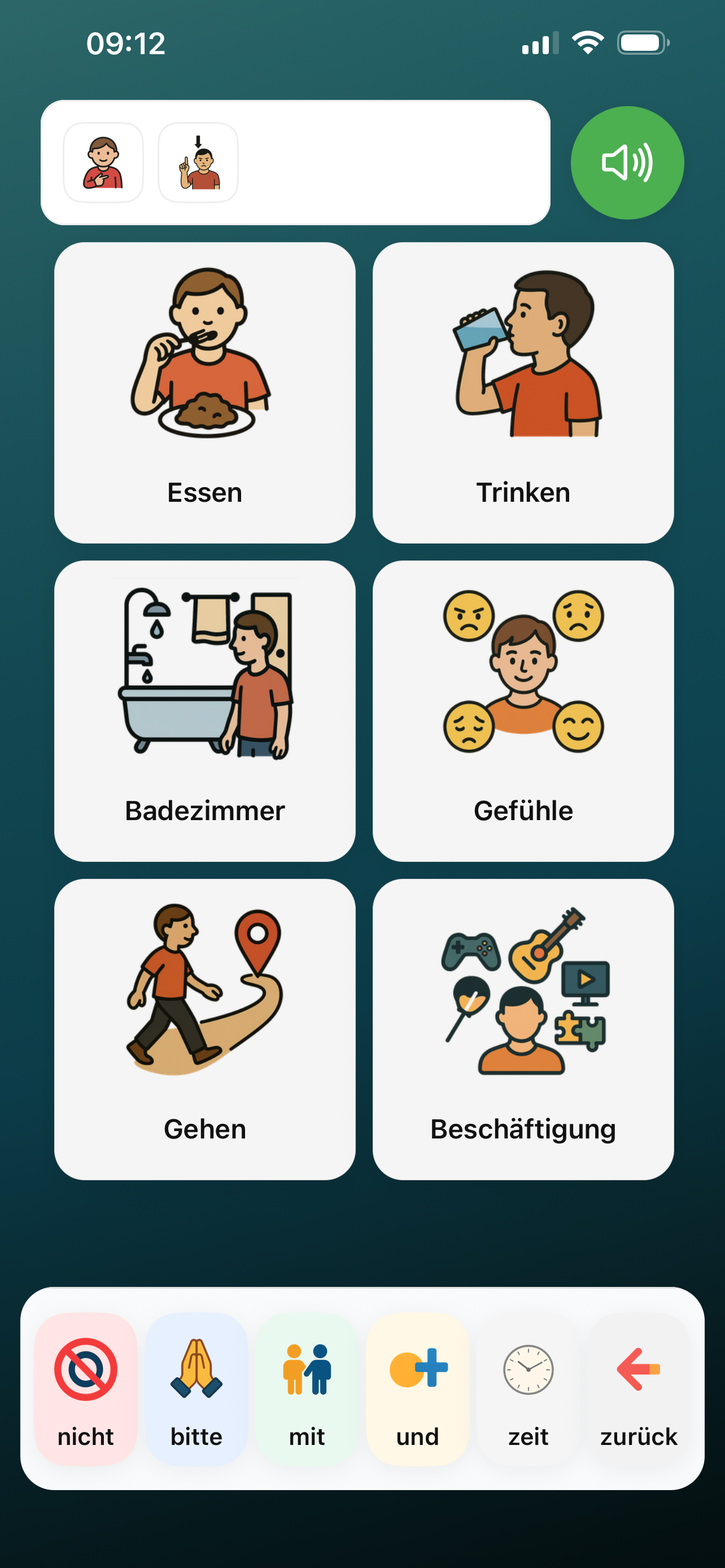 SagMal App: Nutzeroberfläche (Beispielansicht)